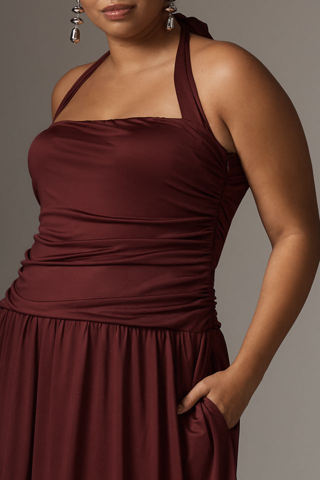 NIA Delphine Drop-Waist Halter Dress #2