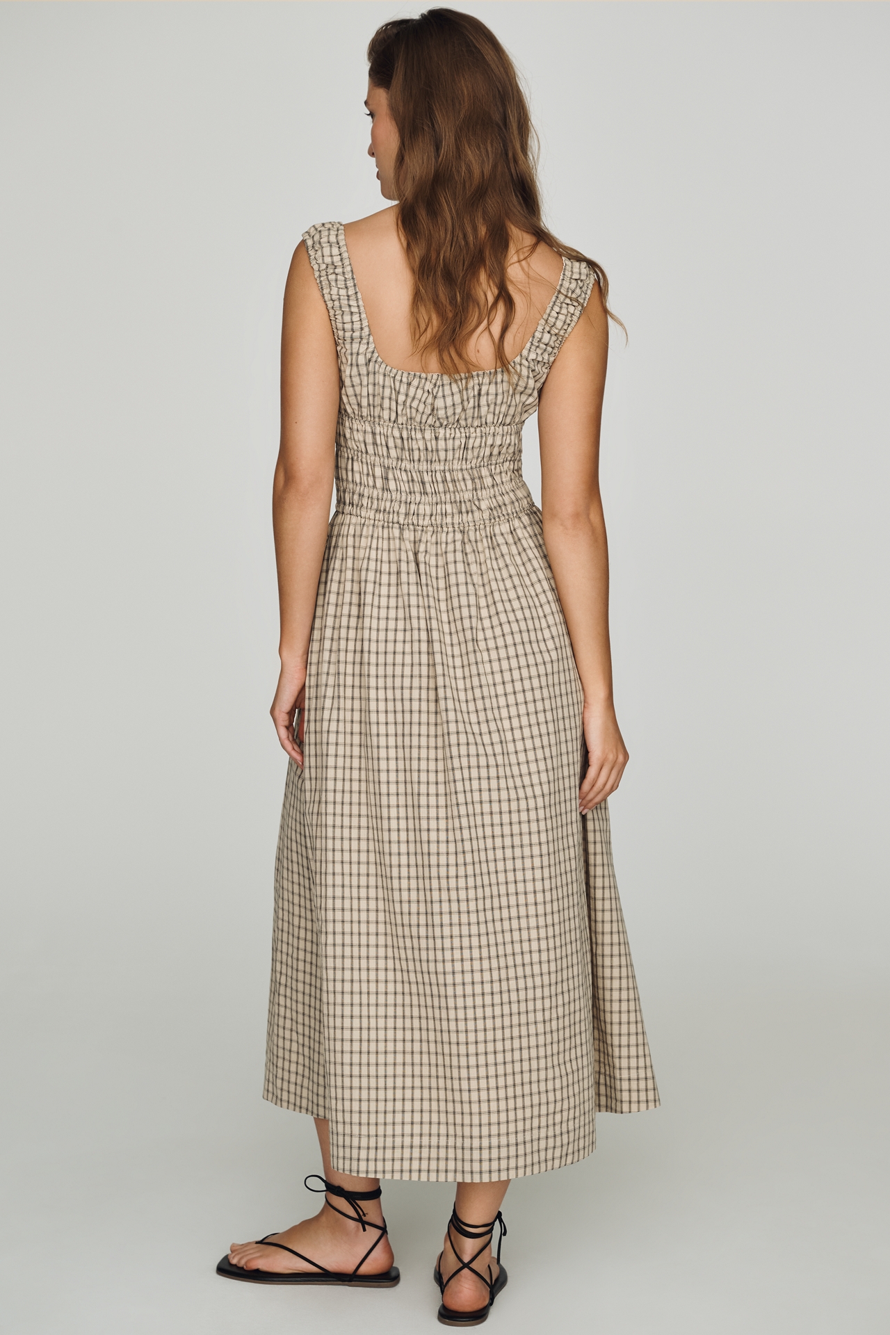 NIA 100% Cotton Smocked Midi Dress