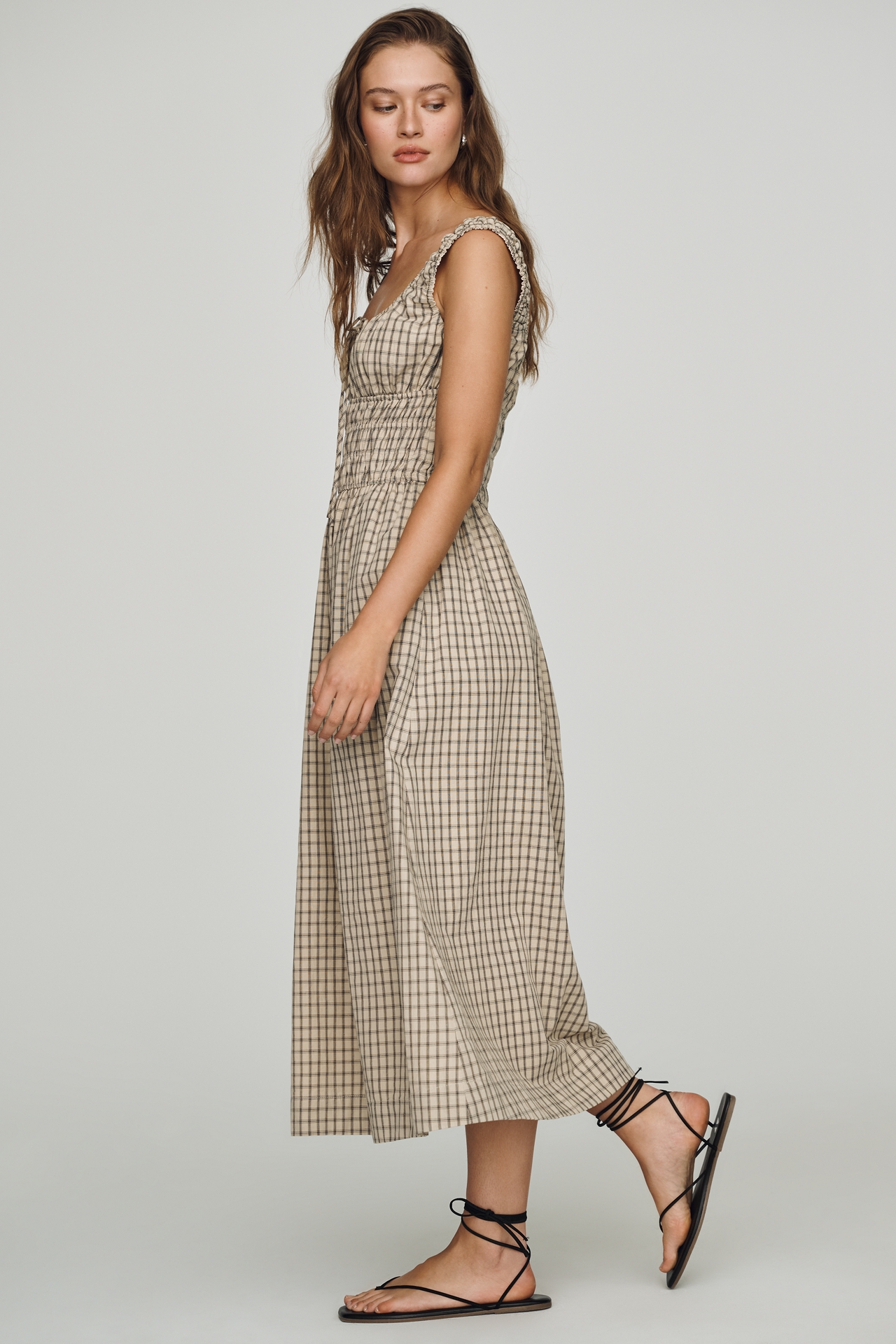 NIA 100% Cotton Smocked Midi Dress