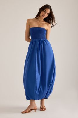 Faithfull The Brand Abito Midi a Palloncino con Fascia Lunaire