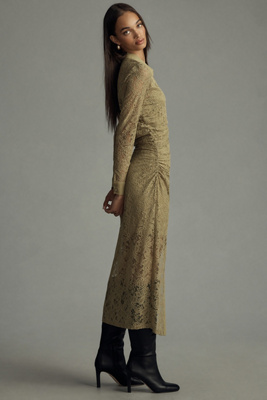 anthropologie long sleeve shirt dress Draped Long-Sleeve Midi Shirtdress by Anthropologie in Red, Size: XXS