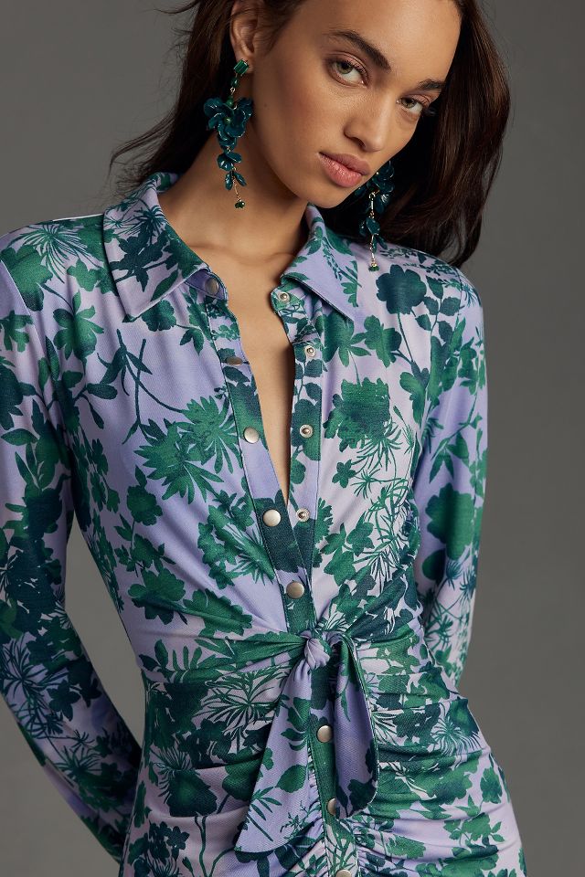 By Anthropologie Long-Sleeve V-Neck Midi Shirt Dress #2