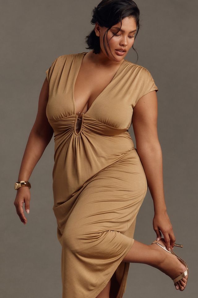 By Anthropologie V-Neck Ring Midi Dress #6