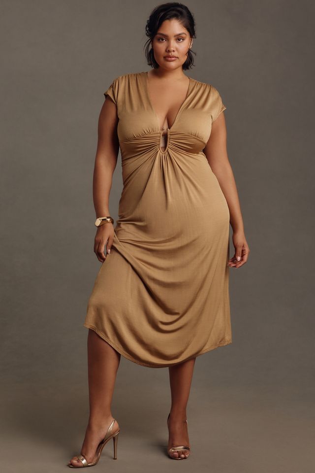 By Anthropologie V-Neck Ring Midi Dress #4