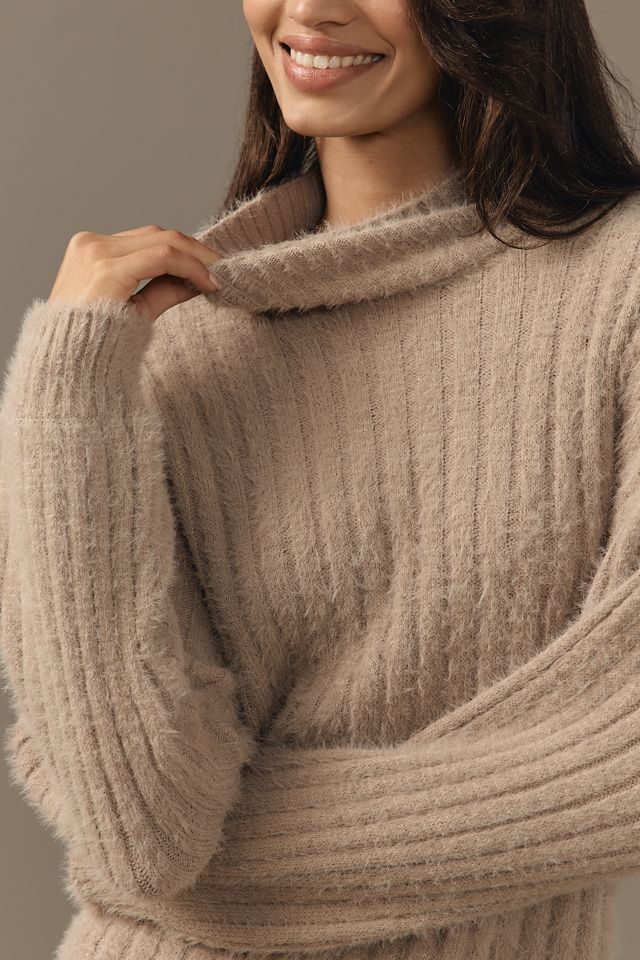 Flat White Turtleneck Sweater Dress #3