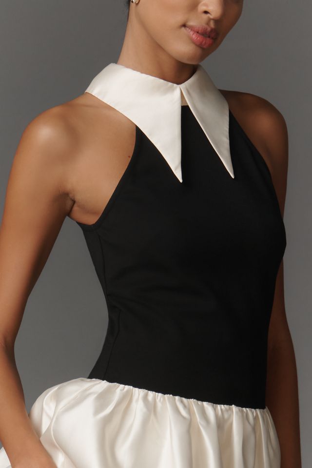 Flat White Sleeveless Collared Twofer Maxi Dress #2