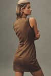 Flat White Faux-Suede Sleeveless Bow-Trim Mini Dress