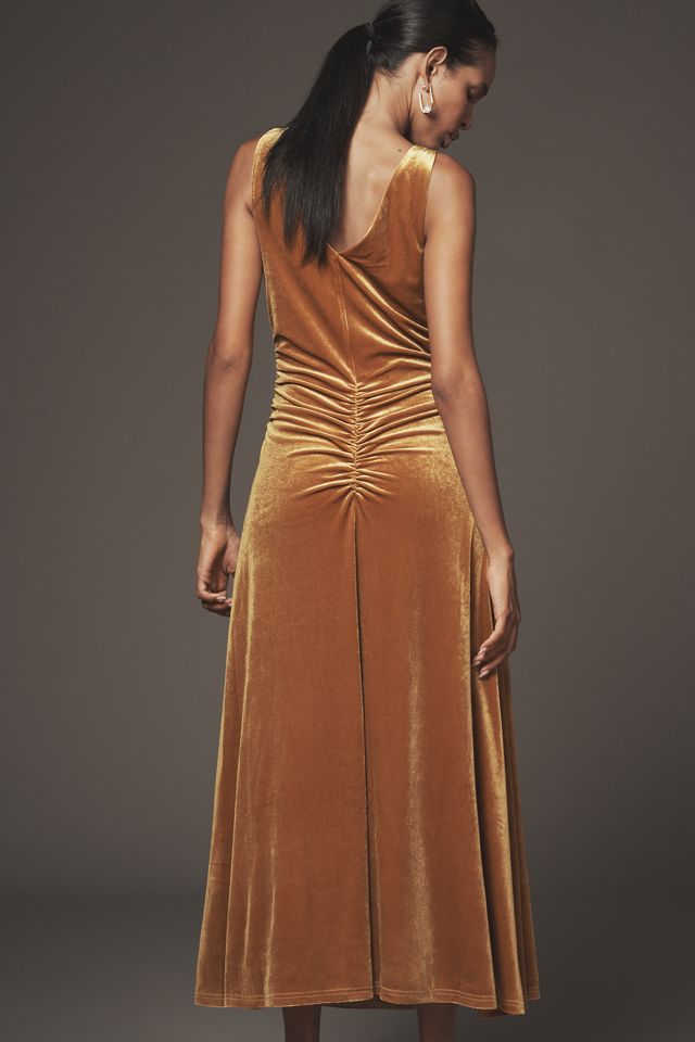 Flat White Sleeveless Velvet Midi Dress #1