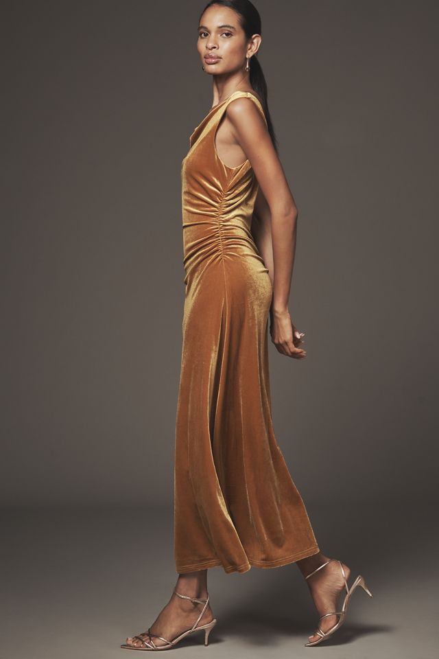 Flat White Sleeveless Velvet Midi Dress #2