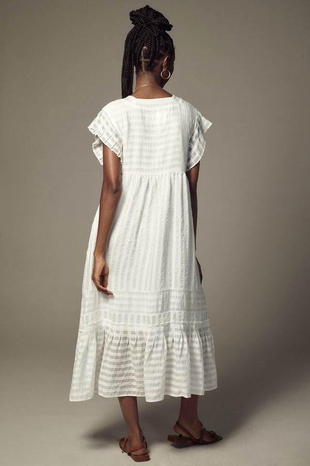 By Anthropologie V-Neck Ruffled Tiered Babydoll Dress #1