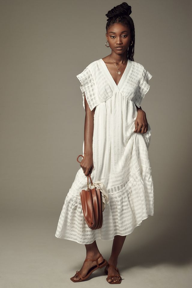 By Anthropologie V-Neck Ruffled Tiered Babydoll Dress #3