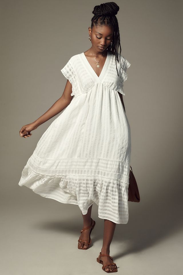 By Anthropologie V-Neck Ruffled Tiered Babydoll Dress | Anthropologie