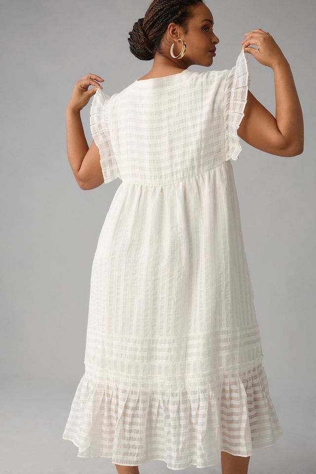 By Anthropologie V-Neck Ruffled Tiered Babydoll Dress #6