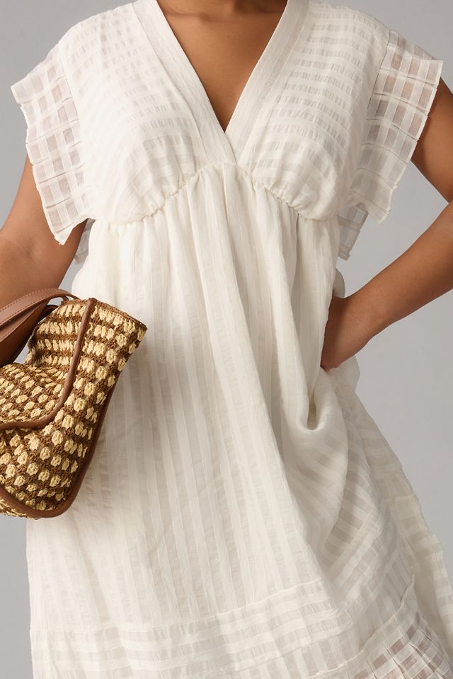 By Anthropologie V-Neck Ruffled Tiered Babydoll Dress #7