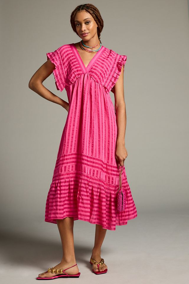 By Anthropologie V-Neck Ruffled Tiered Babydoll Dress