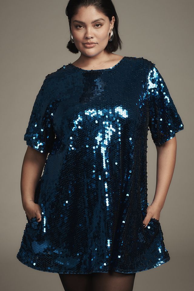 Emmy Short-Sleeve Swing Mini Dress by Maeve: Sequin Edition #1
