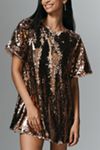 The Emmy Short-Sleeve Swing Mini Dress by Maeve: Sequin Edition