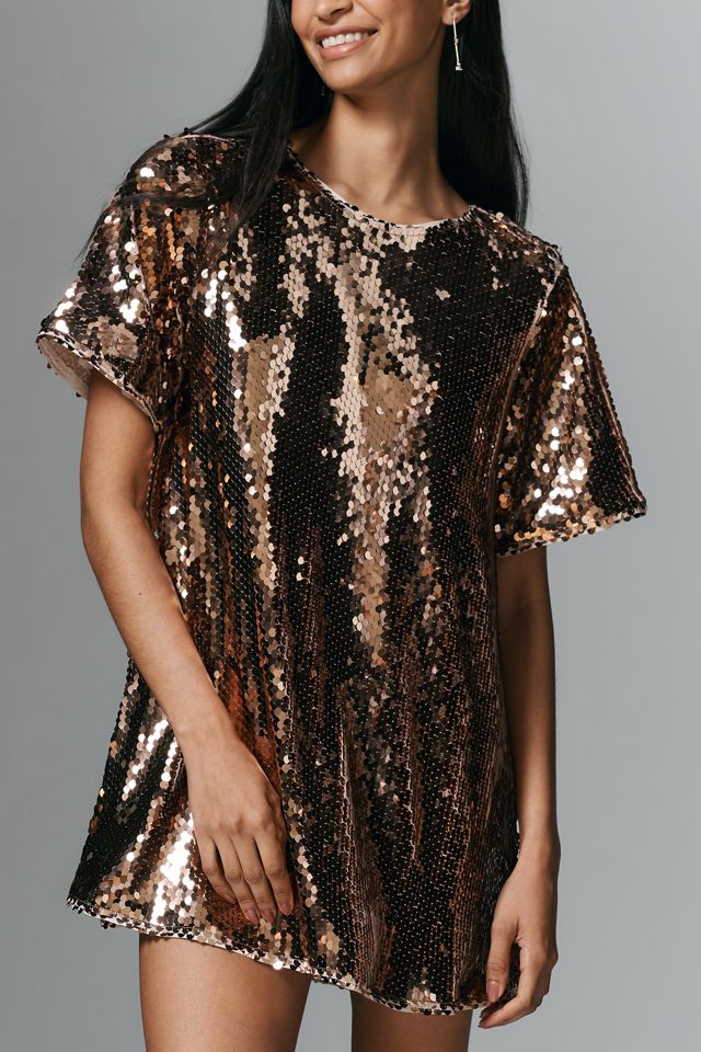 The Emmy Short-Sleeve Swing Mini Dress by Maeve: Sequin Edition #1