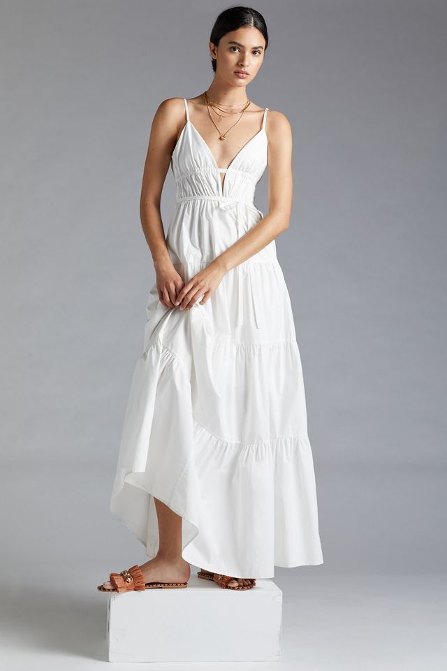 Anthropologie white maxi fashion dress