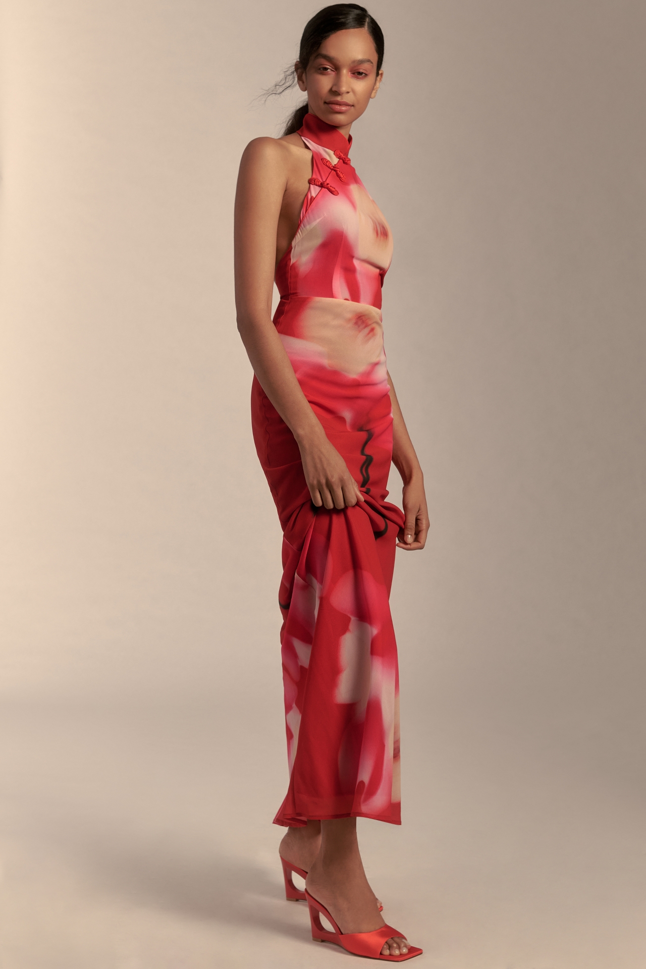 SAU LEE Giselle Halter Maxi Dress