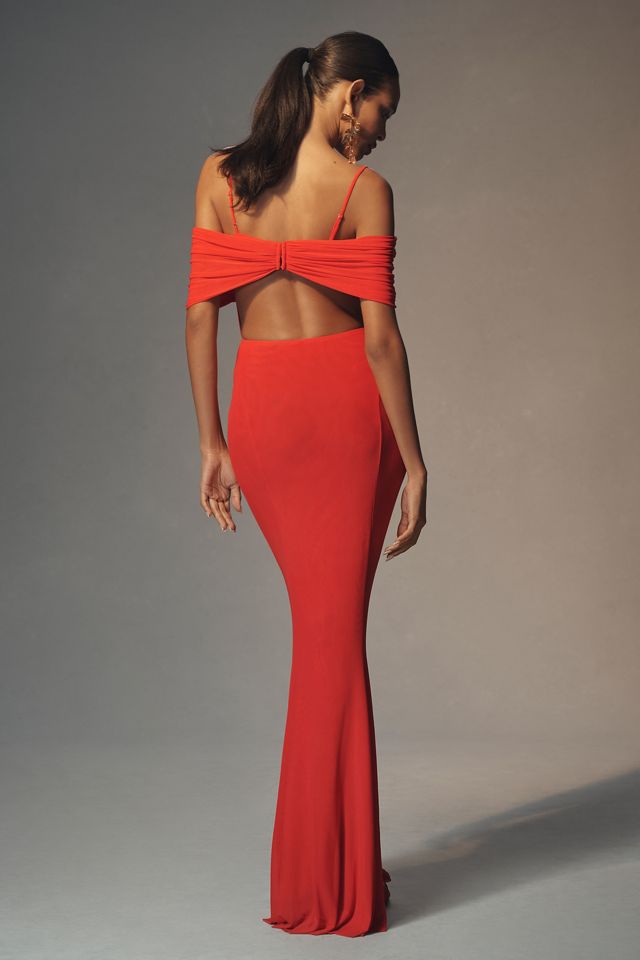 SAU LEE Keira Off-The-Shoulder Mesh Maxi Dress #1
