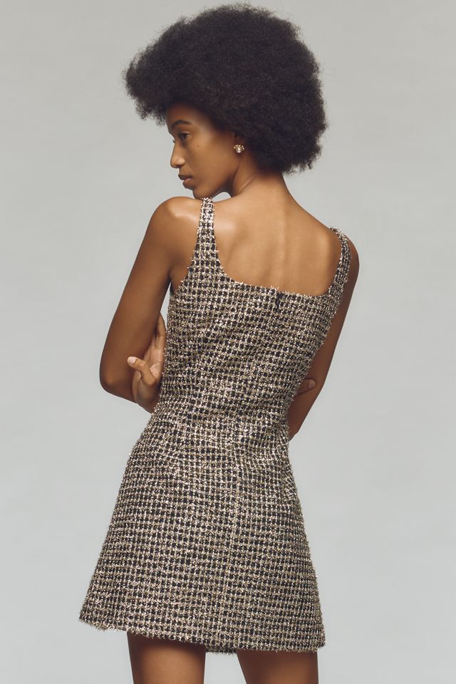 SAU LEE Aidan Sleeveless Square-Neck Tweed Mini Dress | Anthropologie
