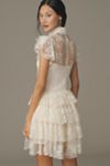SAU LEE Roux Mock-Neck Lace Ruffle Dress