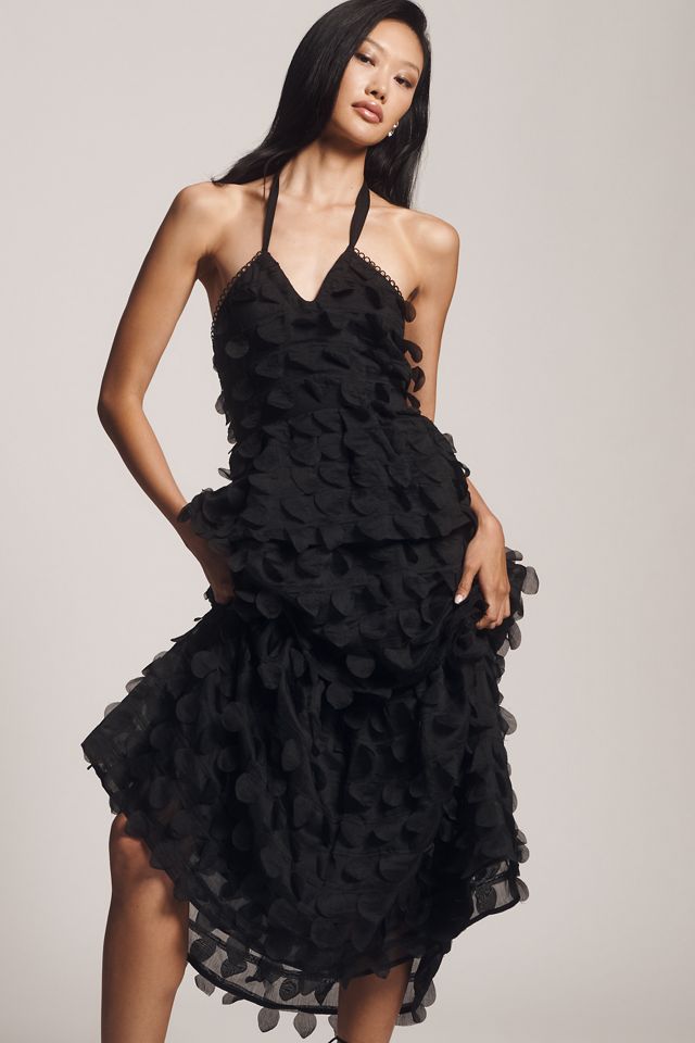 Arose Studio Genevieve Tiered Halter Midi Dress #2