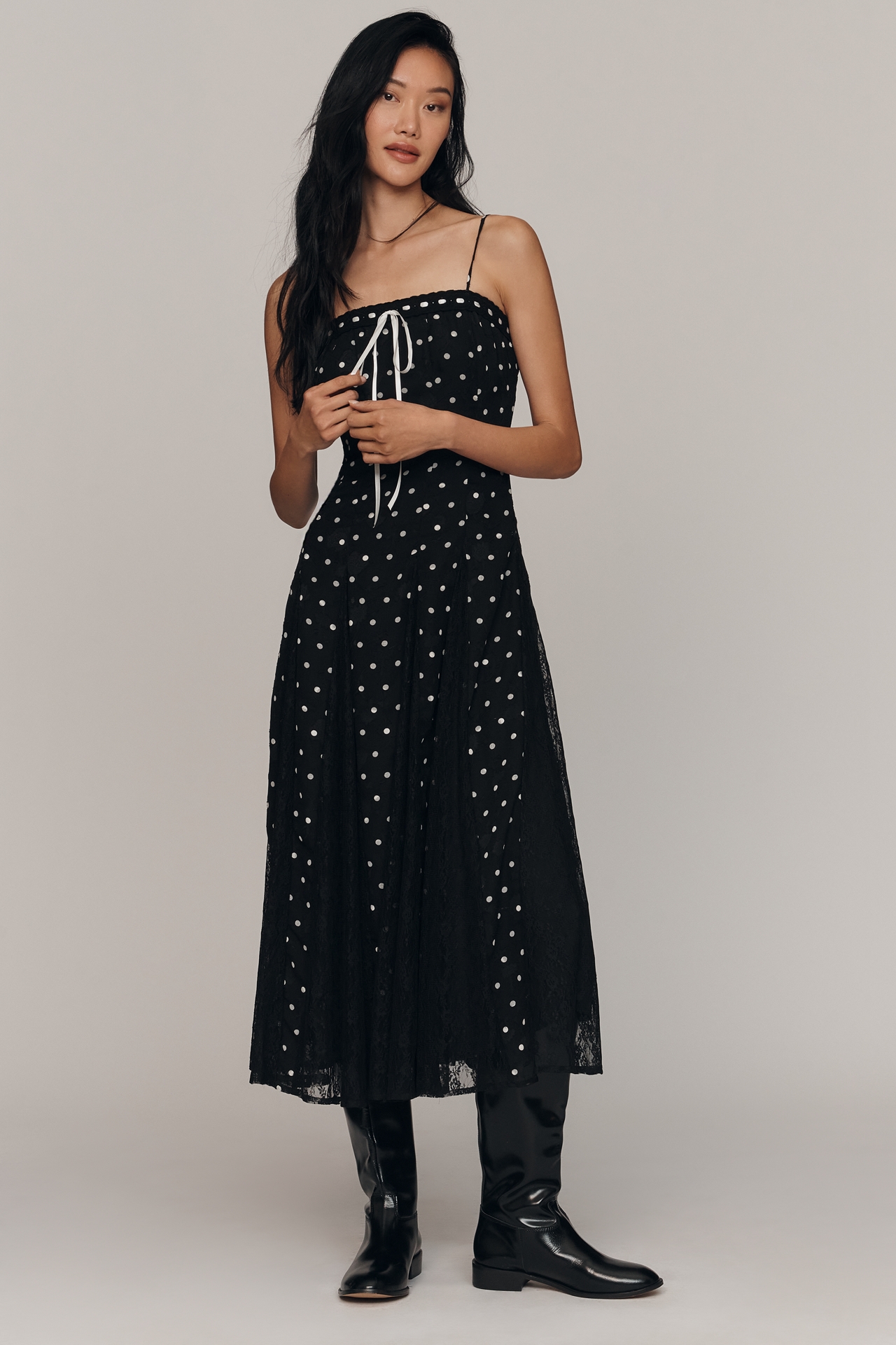 Arose Studio Brienne Square-Neck Midi Dress