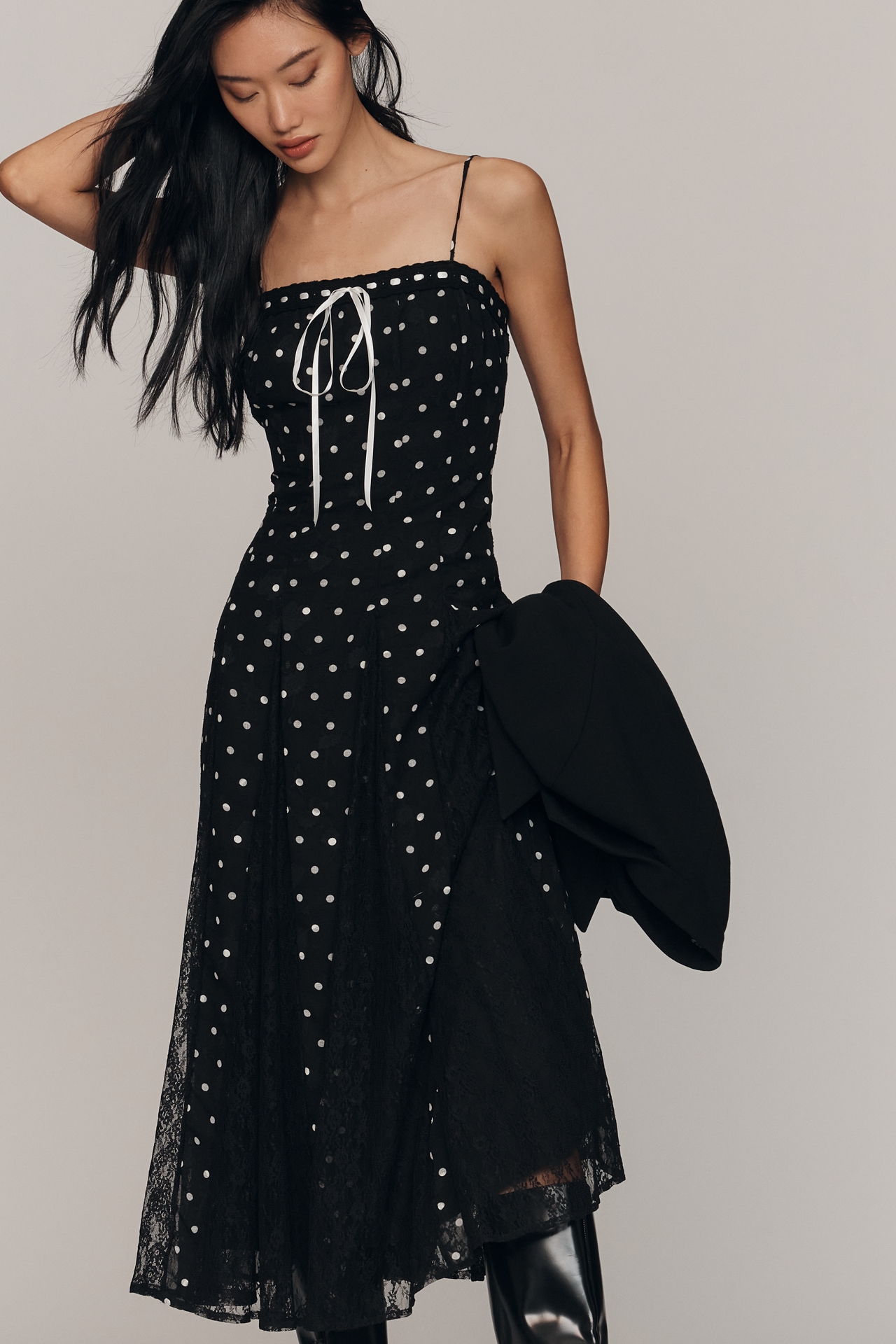 Arose Studio Brienne Square-Neck Midi Dress