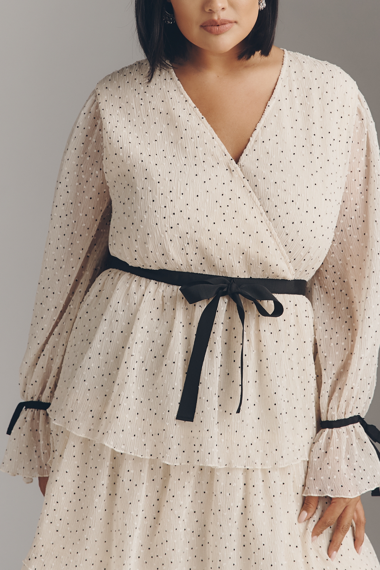 Arose Studio Kendall Long-Sleeve Tiered Midi Dress