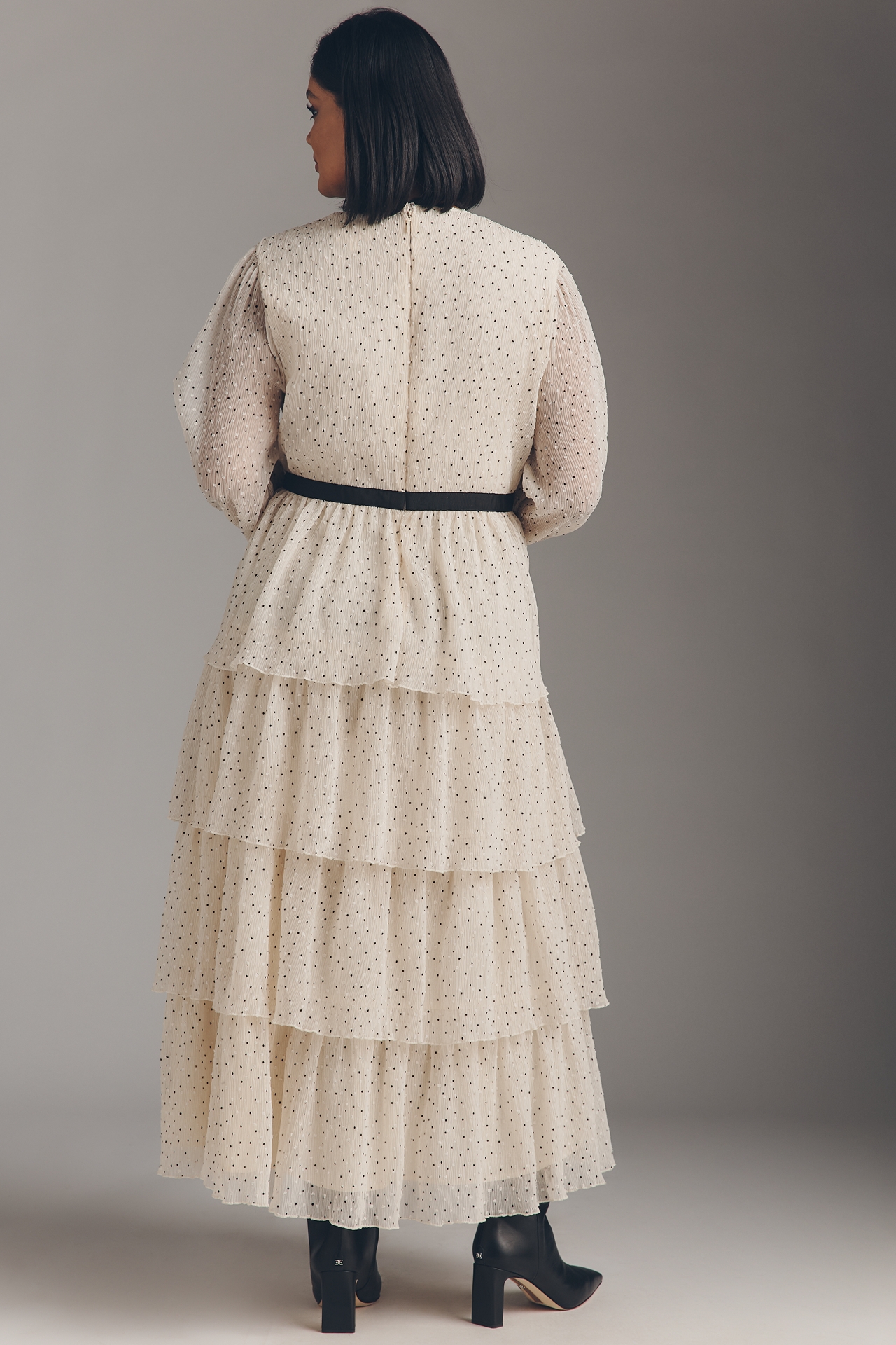 Arose Studio Kendall Long-Sleeve Tiered Midi Dress