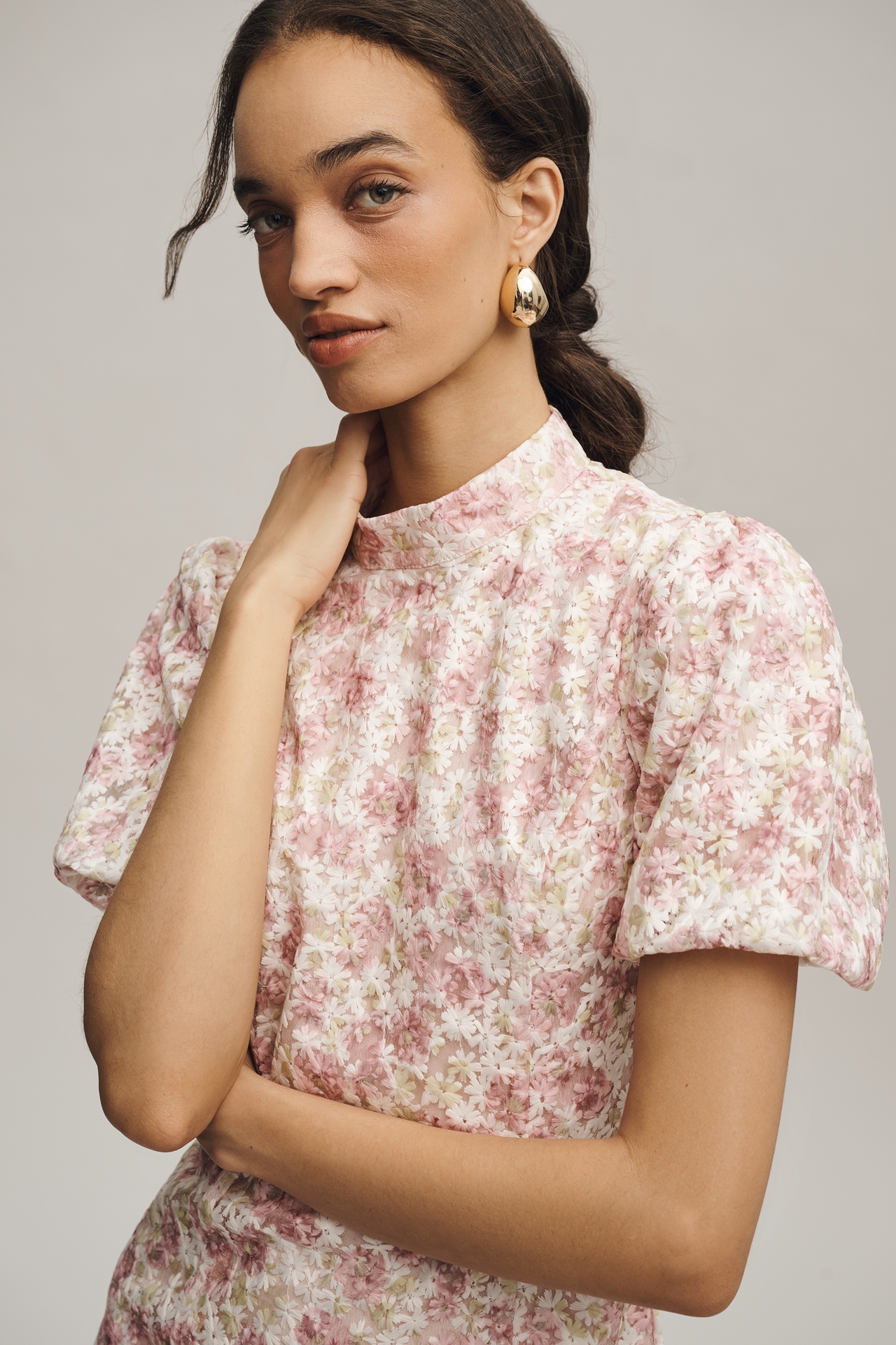 Arose Studio Puff Sleeve Mini Dress