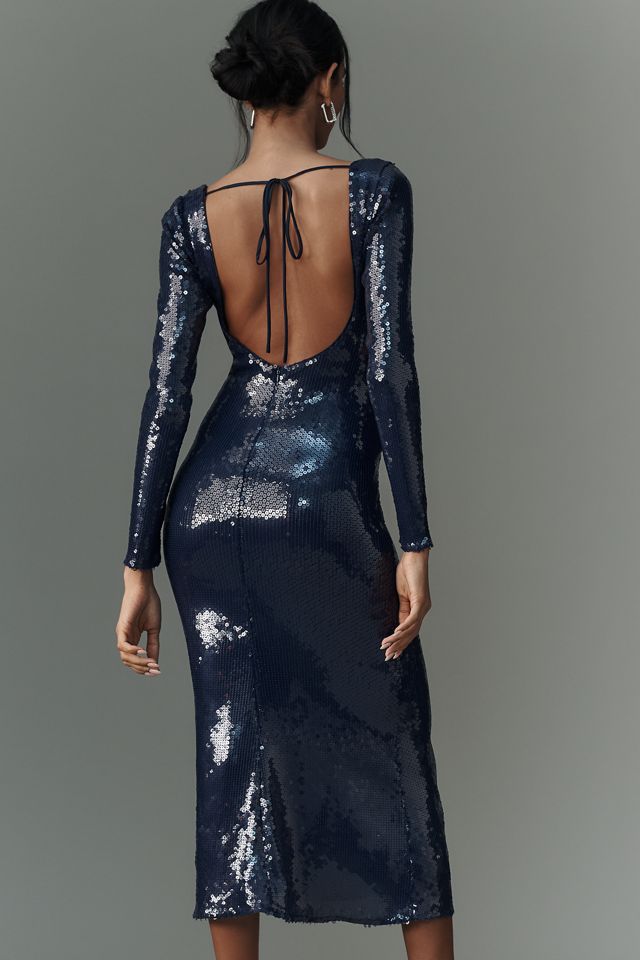 Bardot Verona Long-Sleeve Sequin Slim Midi Dress
