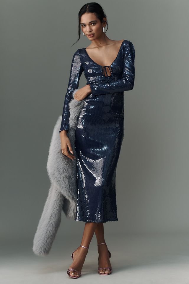 Bardot Verona Long-Sleeve Sequin Slim Midi Dress #3