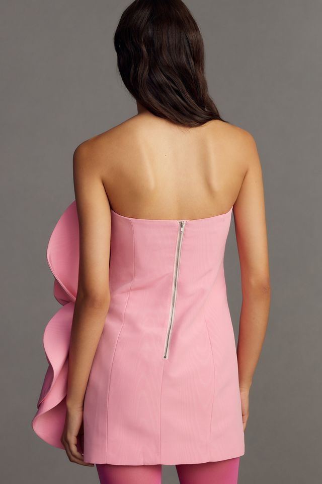 Robe courte sans bretelles à fleurs en 3D Domonique Bardot #2