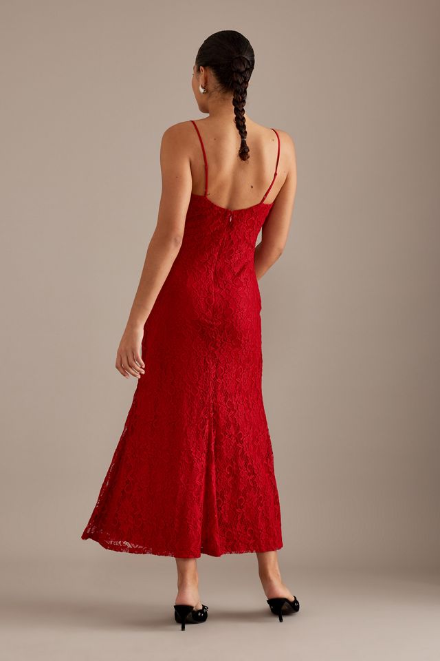 Robe Bardot mi-longue couleur rubis | Anthropologie FR
