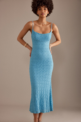 Bardot Adoni Mesh Sleeveless Midi Dress In Blue | ModeSens