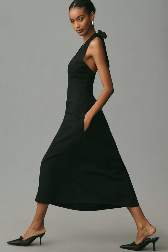 Bardot Reina Sleeveless V-Neck Linen Midi Dress