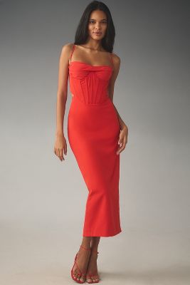 Shop Bardot Martini Midi Dress In Red