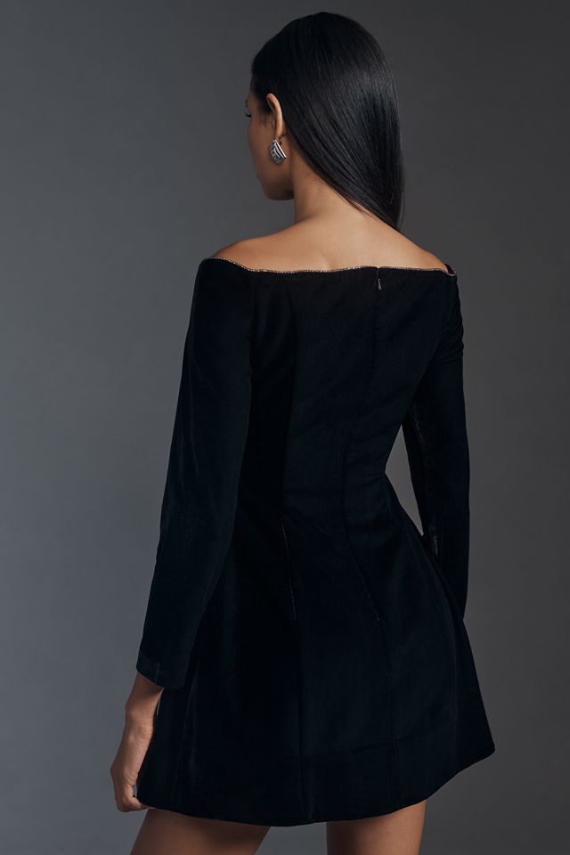 Bardot Nadene Velour Long-Sleeve Mini Dress #1