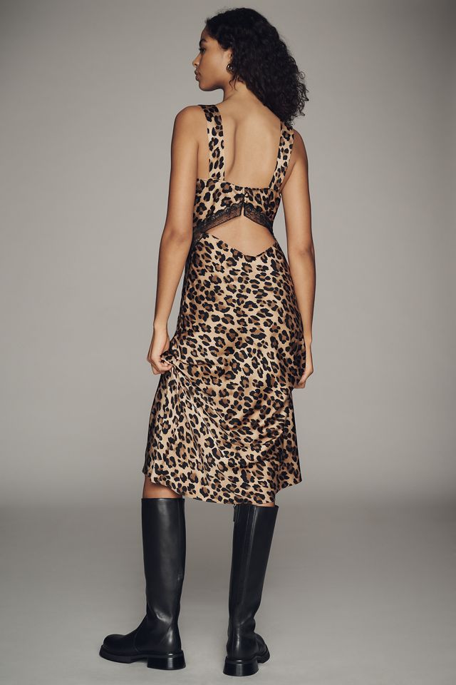 Bardot Emory V-Neck Leopard Satin Slip Midi Dress #2