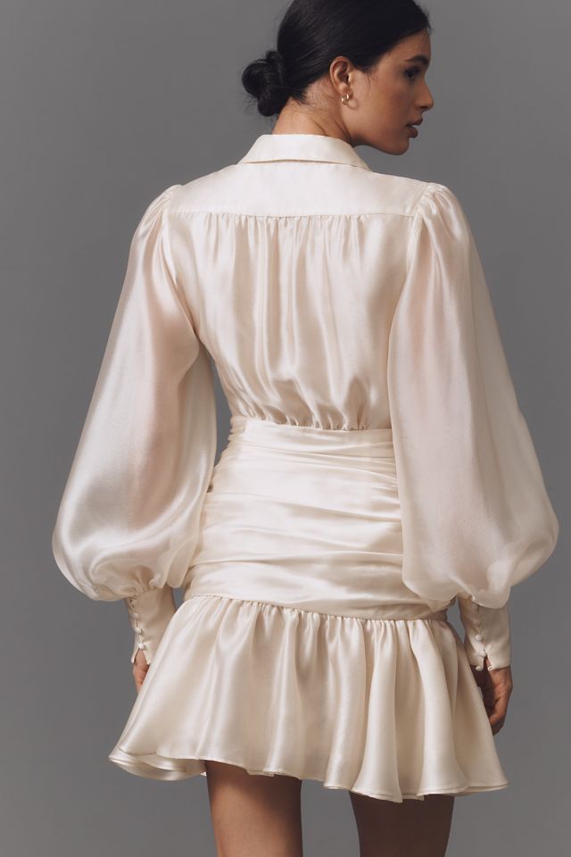 Bardot Milani Drop-Waist Organza Mini Shirt Dress #1