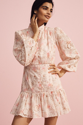 thumbnail image 2 of Floral Lace Long Sleeve Mini Dress With Naked Back – Women's DL-681 – One Size 2 of 2