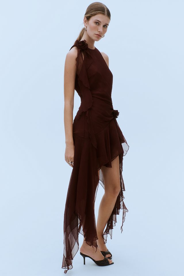 Bardot Ivana Georgette Ruffle Asymmetric High-Low Mini Dress #3