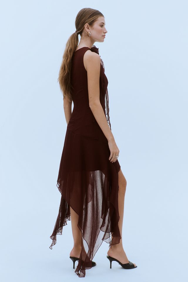 Bardot Ivana Georgette Ruffle Asymmetric High-Low Mini Dress #4