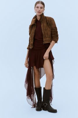 Bardot Ivana Georgette Ruffle Asymmetric High-Low Mini Dress