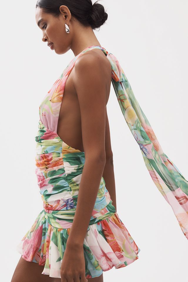 Bardot Mave Halter-Neck Ruched Mini Dress #1