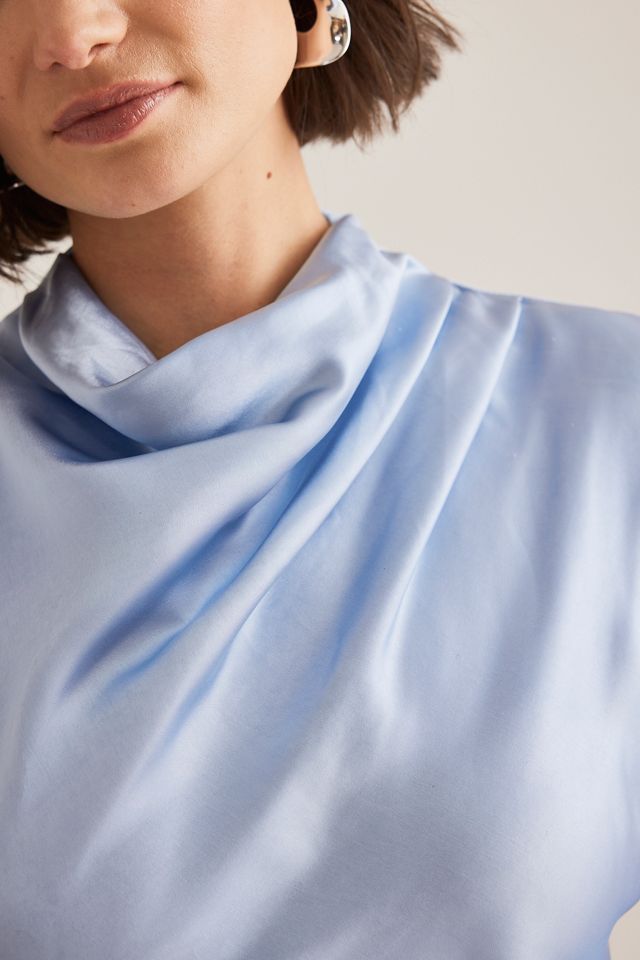 knee length dresses for ladies Bardot Ombre Pleated Midi Dress in Blue