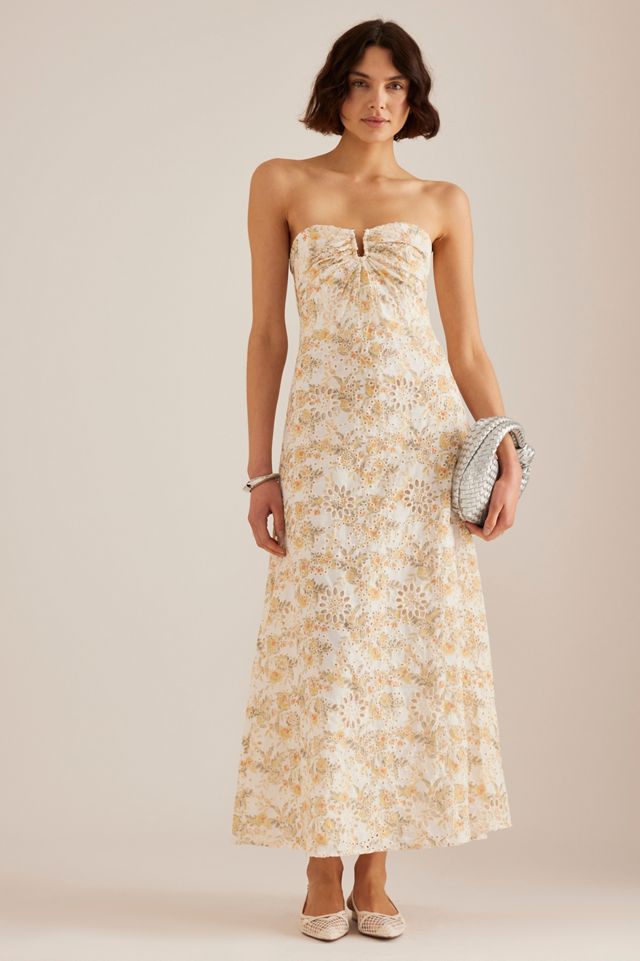 knee length dresses for ladies Floriane Broderie Cotton Maxi White / M